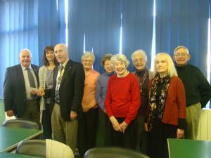 President (Martin Love) and Community and Vocation Chairman (Clive Howells) Present a cheque to the Abergavenny Lip Reading Club